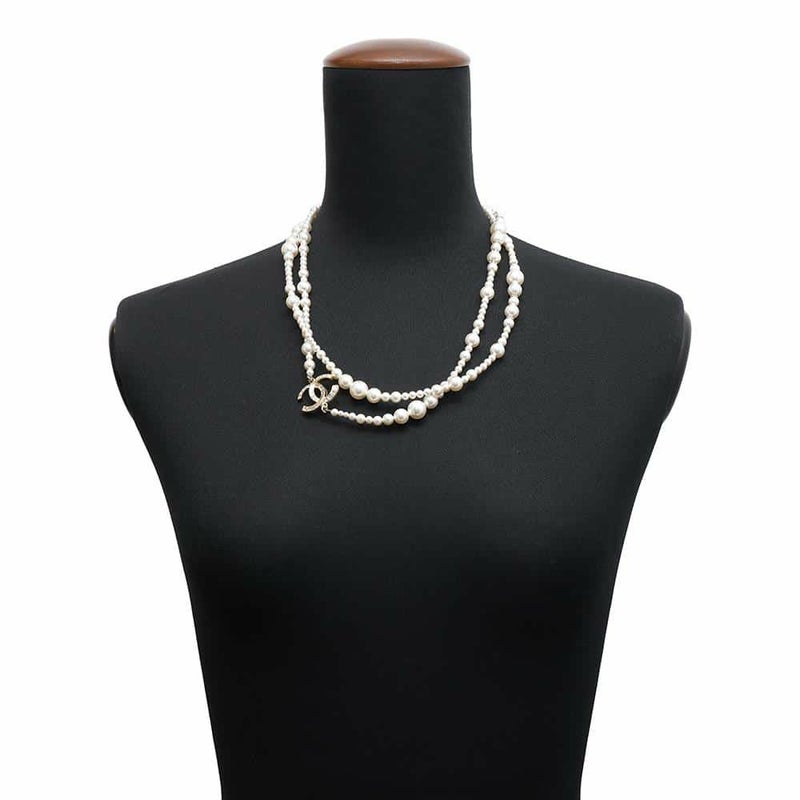 シャネル ネックレス ココマーク パール ロングネックレス ラインストーン A18 P CHANEL アクセサリー