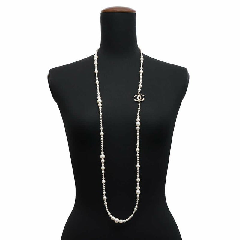 シャネル ネックレス ココマーク パール ロングネックレス ラインストーン A18 P CHANEL アクセサリー