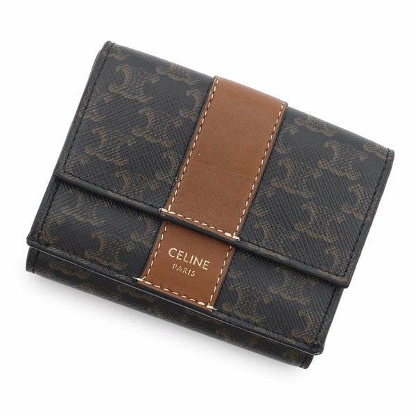 セリーヌ 三つ折り財布 トリオンフ トリフォールドウォレット スモール レザー 10D722BZ9.04LU CELINE 財布 ミニ財布