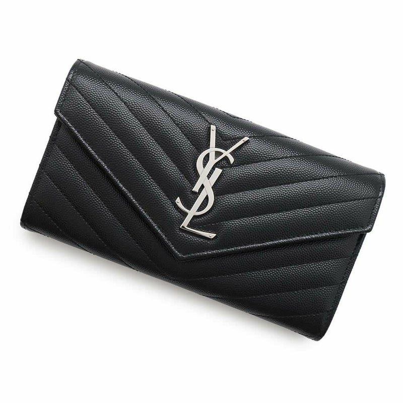 サンローランパリ 長財布 モノグラム ラージ キルティング フラップウォレット 372264 SAINT LAURENT PARIS 財布 YSL 黒