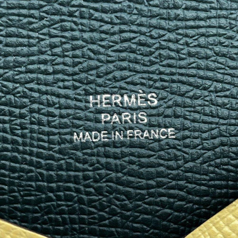 エルメス カードケース カルヴィ ヴェルソ ジョーヌプッサン/ヴェールモワイアン エプソン W刻印 財布