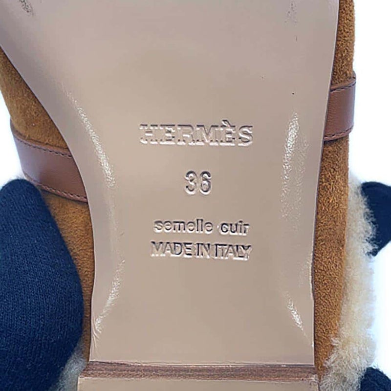 エルメス ミュール オズ OZ シープスキン ベロア レディースサイズ36 HERMES 靴