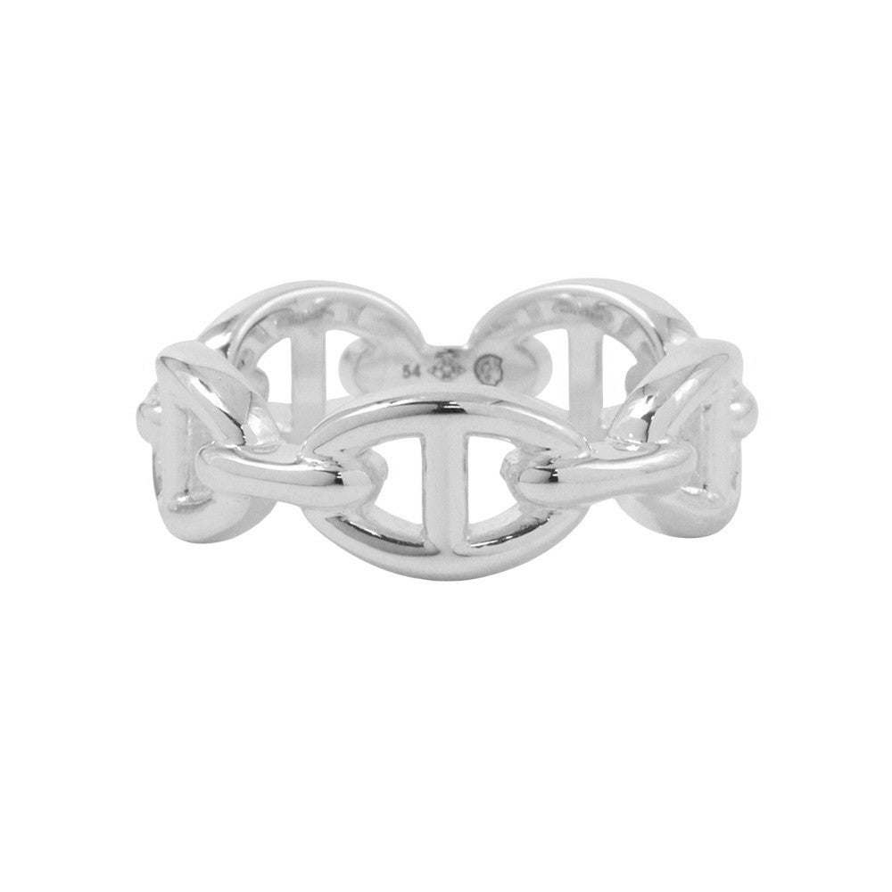 HERMES アンシェネpm 54 HERMES Chaine d'Ancre Anchaîne PM Ring, Silver, Size 54