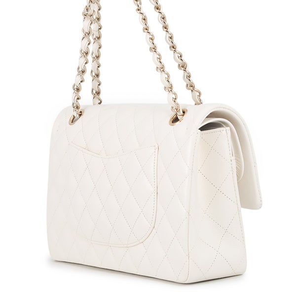シャネル チェーンショルダーバッグ マトラッセ25 ココマーク キャビアスキン ダブルチェーン A01112 CHANEL 白
