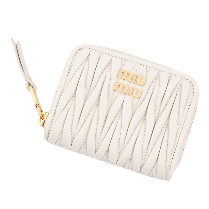 ミュウミュウ コインケース マテラッセラックス ロゴ 5MM268 Miu Miu 財布 小銭入れ 白