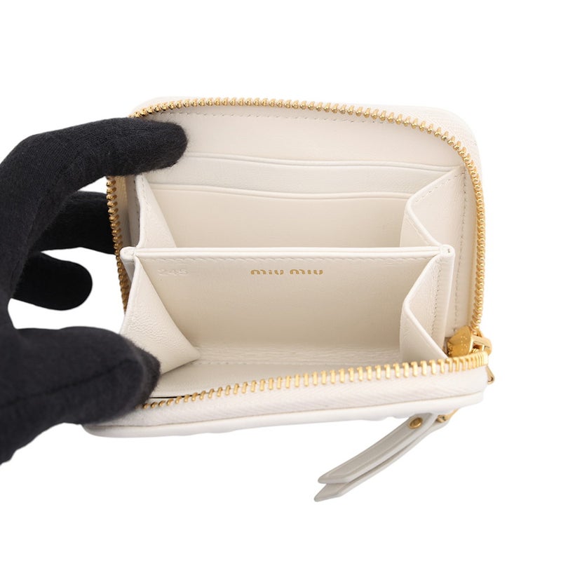 ミュウミュウ コインケース マテラッセラックス ロゴ 5MM268 Miu Miu 財布 小銭入れ 白