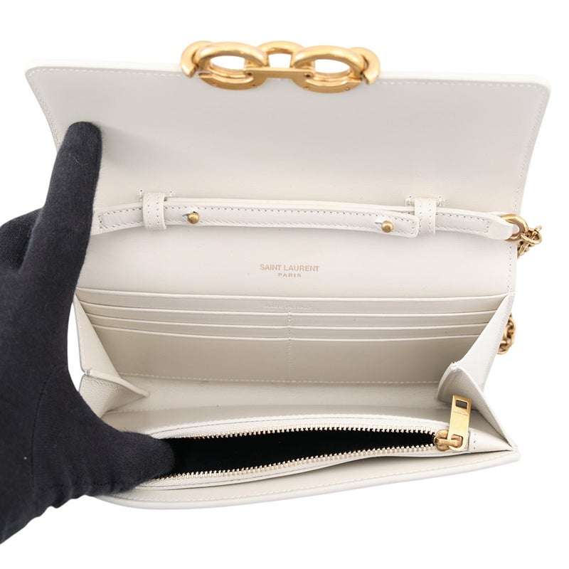 サンローランパリ チェーンショルダーウォレット ル・マイヨン カーフスキン 696608 SAINT LAURENT PARIS 財布 白