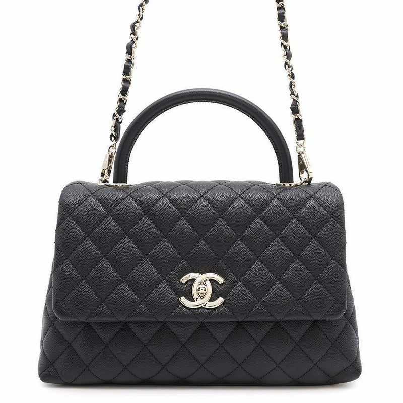 シャネル ハンドバッグ マトラッセ ココマーク ココハンドル キャビアスキン A92991 2wayショルダーバッグ 黒