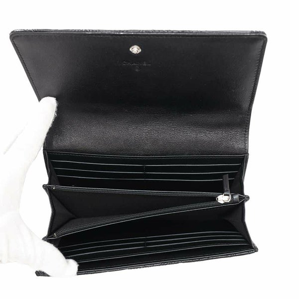 シャネル 長財布 スターエンボス ココマーク メタリック レザー A70097 CHANEL 財布 二つ折り長財布 黒