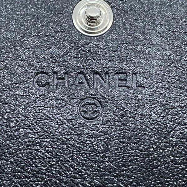 シャネル 長財布 スターエンボス ココマーク メタリック レザー A70097 CHANEL 財布 二つ折り長財布 黒