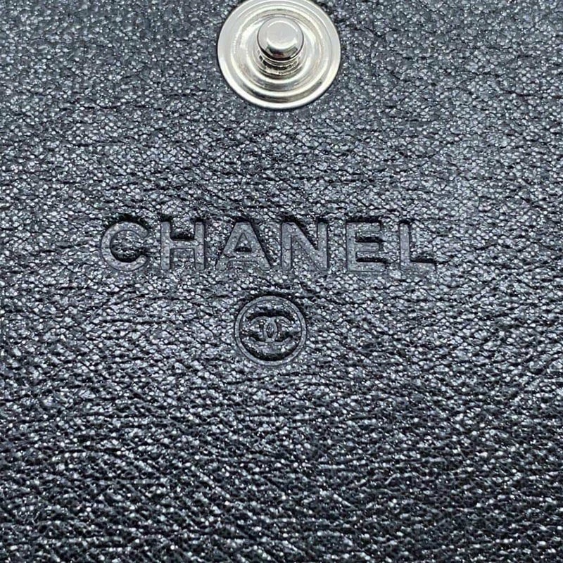シャネル 長財布 スターエンボス ココマーク メタリック レザー A70097 CHANEL 財布 二つ折り長財布 黒
