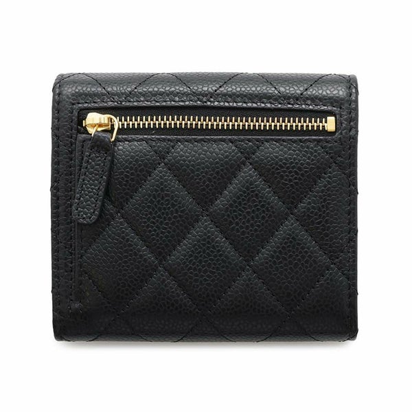 シャネル 三つ折り財布 クラシック スモール フラップ ウォレット キャビアスキン AP0231 CHANEL 黒