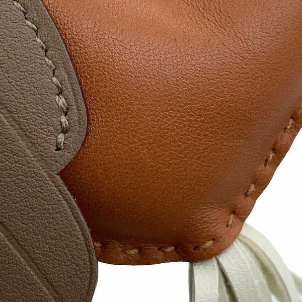 エルメス バッグチャーム ロデオ ペガサスMM ゴールド/クレ/エトゥープ ラムスキン B刻印