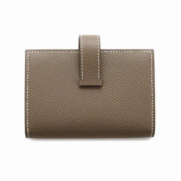 エルメス カードケース ベアン ミニ 小銭入れ付き エトゥープ/シルバー金具 エプソン W刻印 HERMES 名刺入れ コインケース