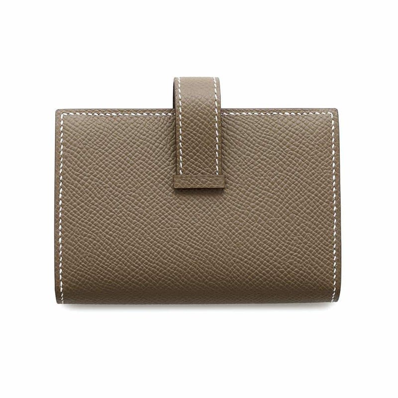 エルメス カードケース ベアン ミニ 小銭入れ付き エトゥープ/シルバー金具 エプソン W刻印 HERMES 名刺入れ コインケース