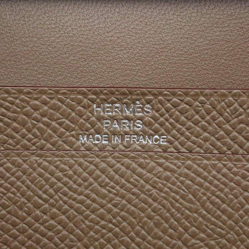 エルメス カードケース ベアン ミニ 小銭入れ付き エトゥープ/シルバー金具 エプソン W刻印 HERMES 名刺入れ コインケース