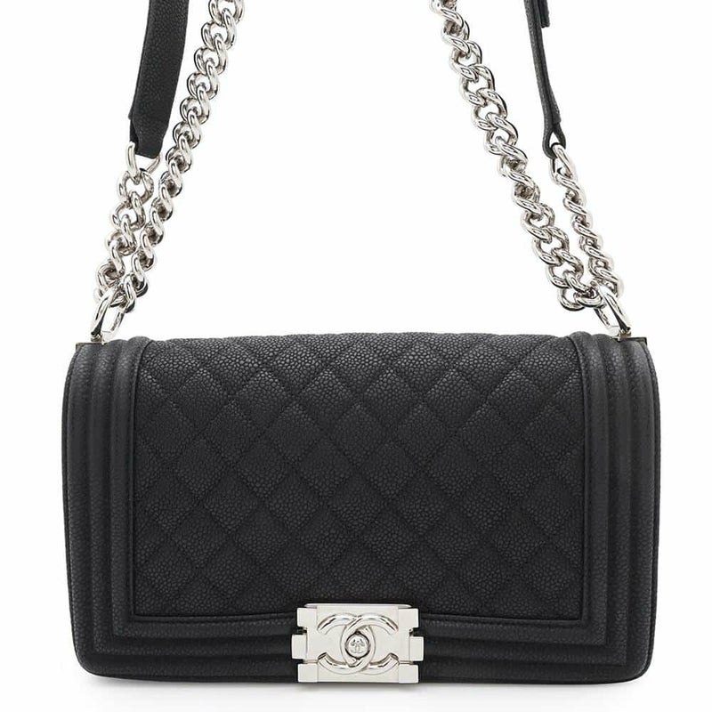 シャネル チェーンショルダーバッグ ボーイシャネル ソフトキャビアスキン A67086 CHANEL バッグ 斜めがけ BOY CHANEL 黒