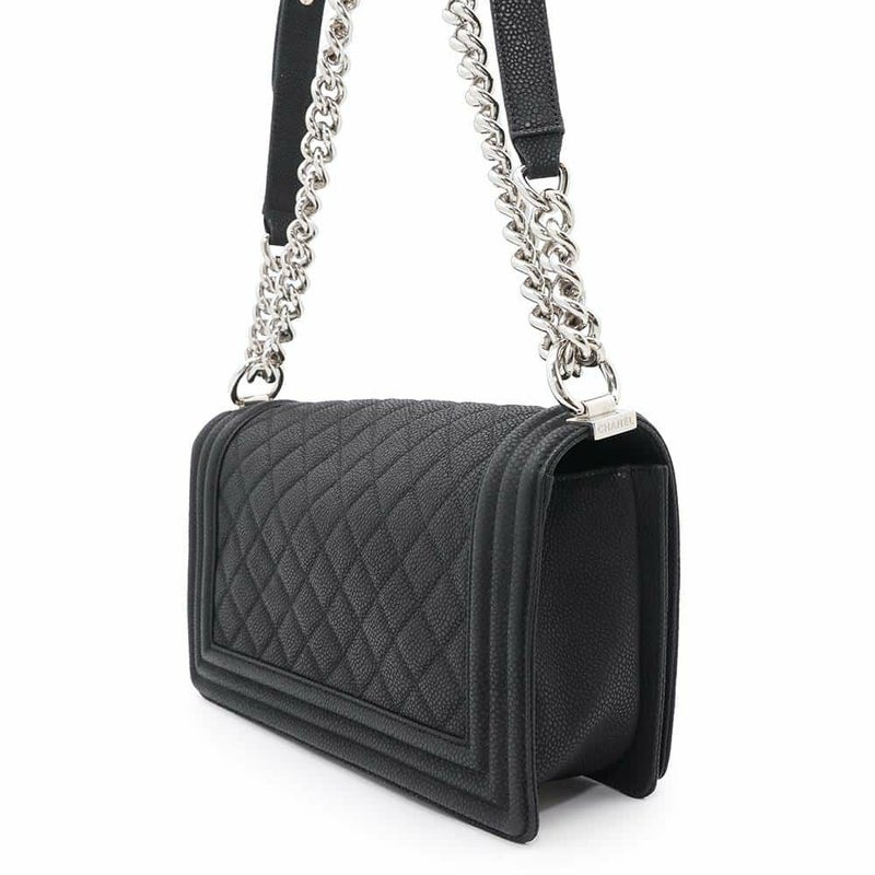 シャネル チェーンショルダーバッグ ボーイシャネル ソフトキャビアスキン A67086 CHANEL バッグ 斜めがけ BOY CHANEL 黒