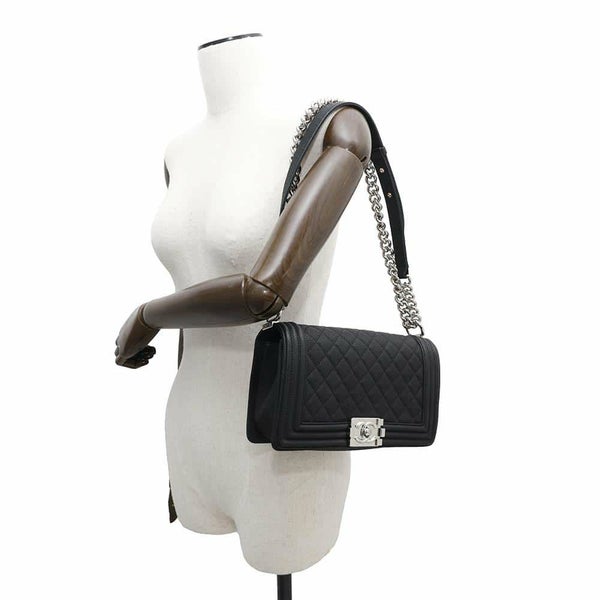 シャネル チェーンショルダーバッグ ボーイシャネル ソフトキャビアスキン A67086 CHANEL バッグ 斜めがけ BOY CHANEL 黒