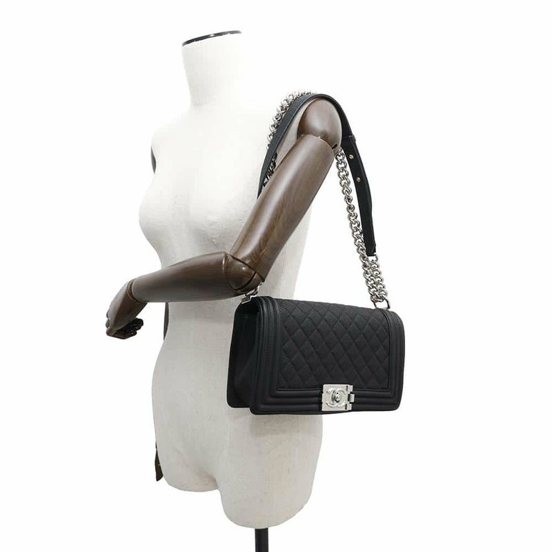 シャネル チェーンショルダーバッグ ボーイシャネル ソフトキャビアスキン A67086 CHANEL バッグ 斜めがけ BOY CHANEL 黒