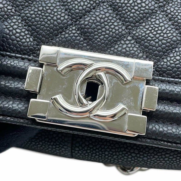 シャネル チェーンショルダーバッグ ボーイシャネル ソフトキャビアスキン A67086 CHANEL バッグ 斜めがけ BOY CHANEL 黒