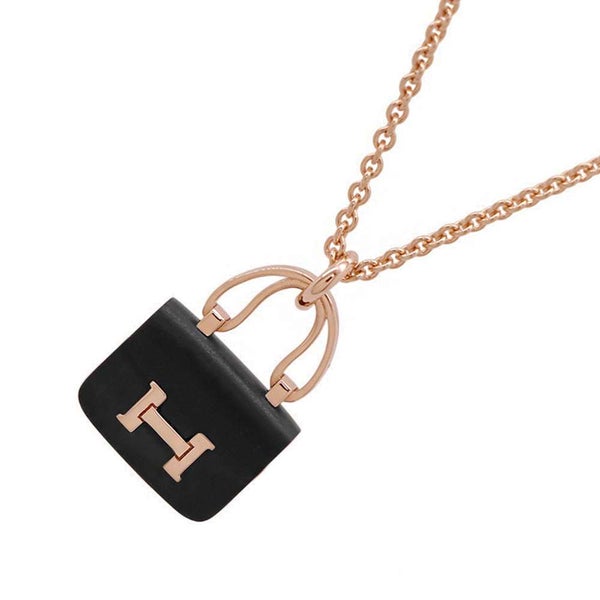 エルメス ネックレス コンスタンス アミュレット ペンダント K18PG ブラックジェイド 6.5ct HERMES ジュエリー