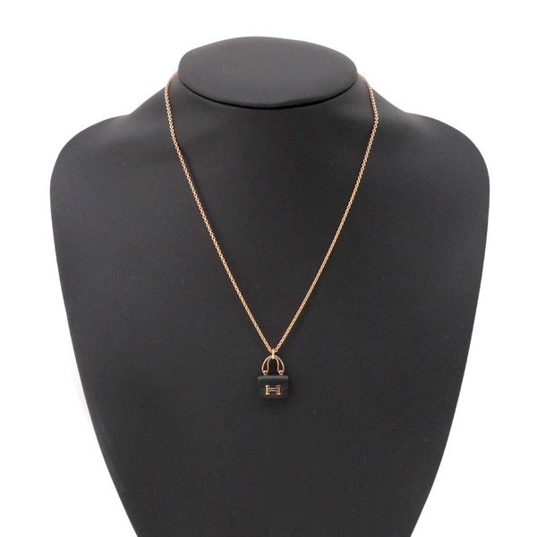 エルメス ネックレス コンスタンス アミュレット ペンダント K18PG ブラックジェイド 6.5ct HERMES ジュエリー