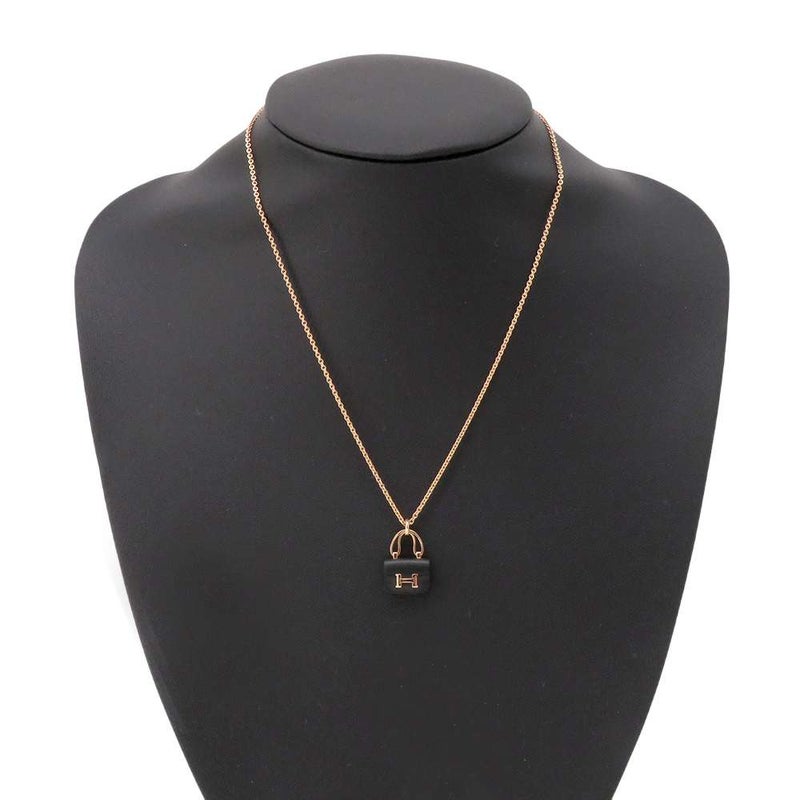 エルメス ネックレス コンスタンス アミュレット ペンダント K18PG ブラックジェイド 6.5ct HERMES ジュエリー