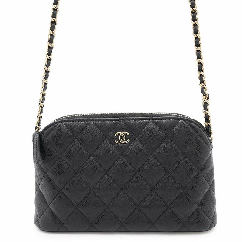 シャネル チェーンショルダーバッグ マトラッセ ココマーク キャビアスキン AP4016 CHANEL 黒