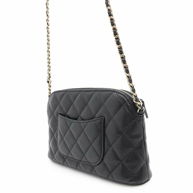 シャネル チェーンショルダーバッグ マトラッセ ココマーク キャビアスキン AP4016 CHANEL 黒