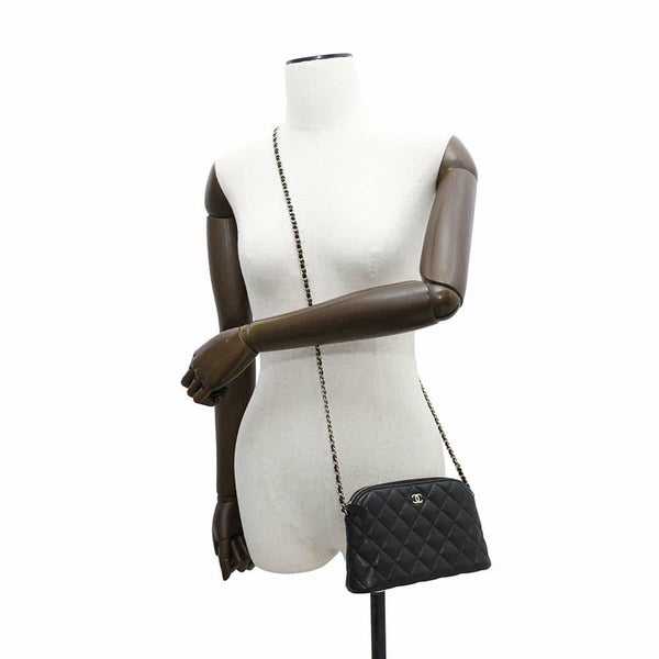 シャネル チェーンショルダーバッグ マトラッセ ココマーク キャビアスキン AP4016 CHANEL 黒
