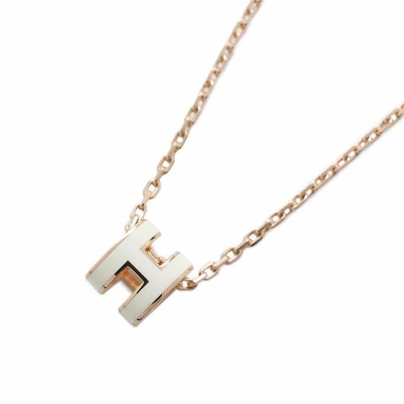 エルメス ネックレス ミニ・ポップアッシュ ホワイト/ピンクゴールド金具 HERMES アクセサリー 白