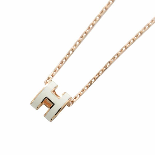 エルメス ネックレス ミニ・ポップアッシュ ホワイト/ピンクゴールド金具 HERMES アクセサリー 白