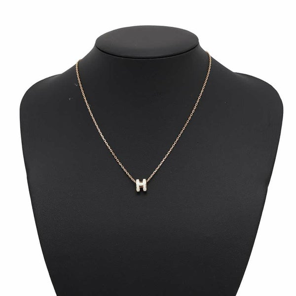 エルメス ネックレス ミニ・ポップアッシュ ホワイト/ピンクゴールド金具 HERMES アクセサリー 白
