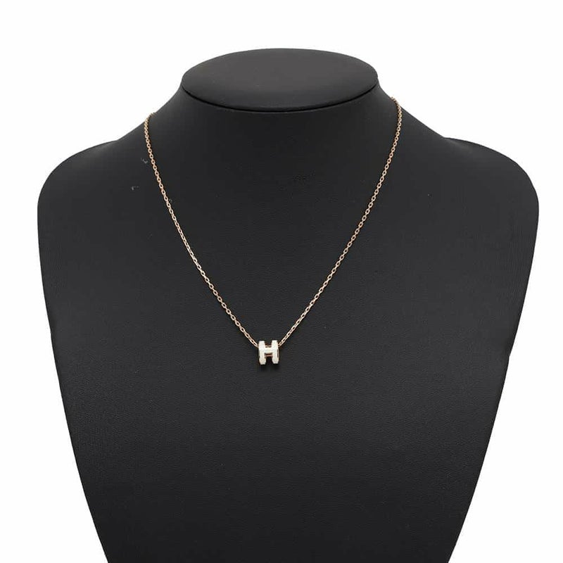 エルメス ネックレス ミニ・ポップアッシュ ホワイト/ピンクゴールド金具 HERMES アクセサリー 白