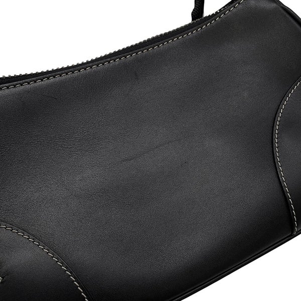 プラダ ショルダーバッグ ロゴ ステッチ レザー PRADA バッグ 黒