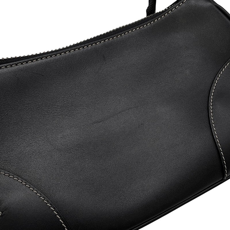 プラダ ショルダーバッグ ロゴ ステッチ レザー PRADA バッグ 黒