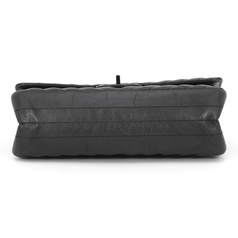 シャネル チェーンショルダーバッグ 2.55 シェブロン エイジドカーフレザー A37586 CHANEL 黒