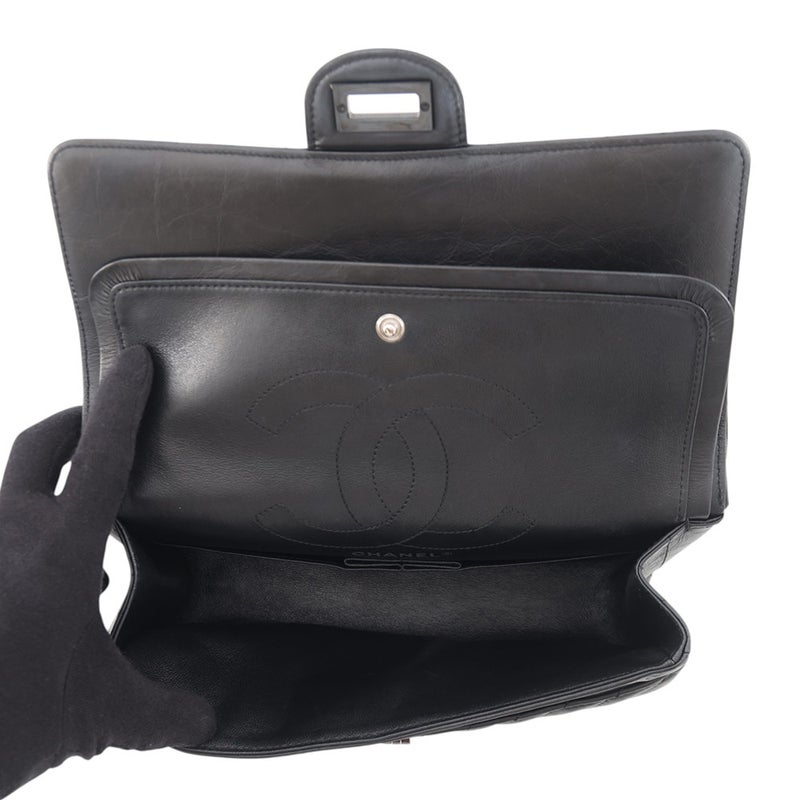 シャネル チェーンショルダーバッグ 2.55 シェブロン エイジドカーフレザー A37586 CHANEL 黒
