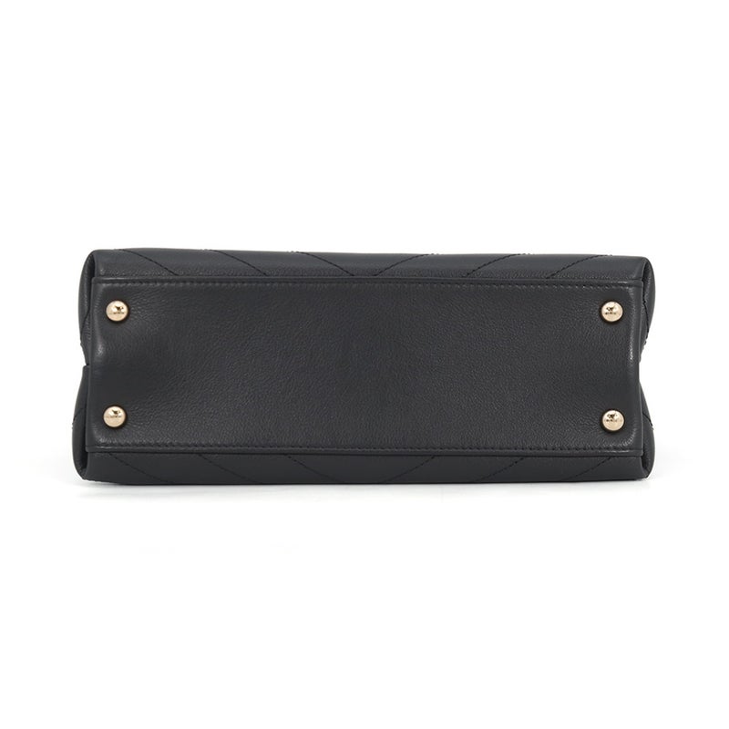 シャネル ハンドバッグ シェブロン ココマーク トップハンドルバッグ スモール カーフレザー A57147 CHANEL 2way 黒