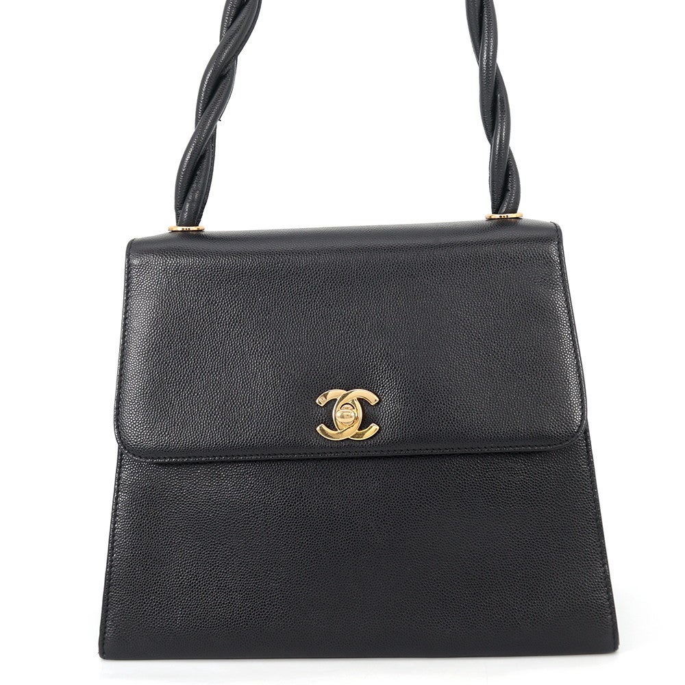 シャネル ショルダーバッグ キャビアスキン CHANEL バッグ 黒 | 中古