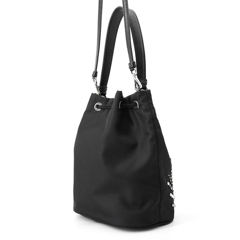 プラダ ハンドバッグ Re-Nylon 巾着バッグ ナイロン ビーズ 1BE067 PRADA 2wayショルダーバッグ 黒