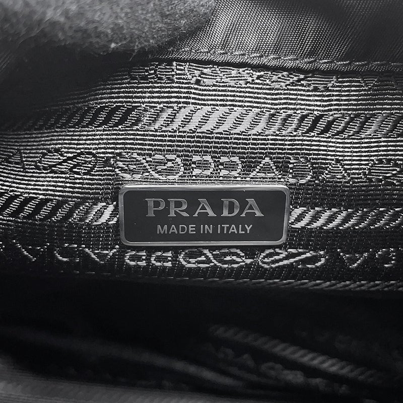 プラダ ハンドバッグ Re-Nylon 巾着バッグ ナイロン ビーズ 1BE067 PRADA 2wayショルダーバッグ 黒