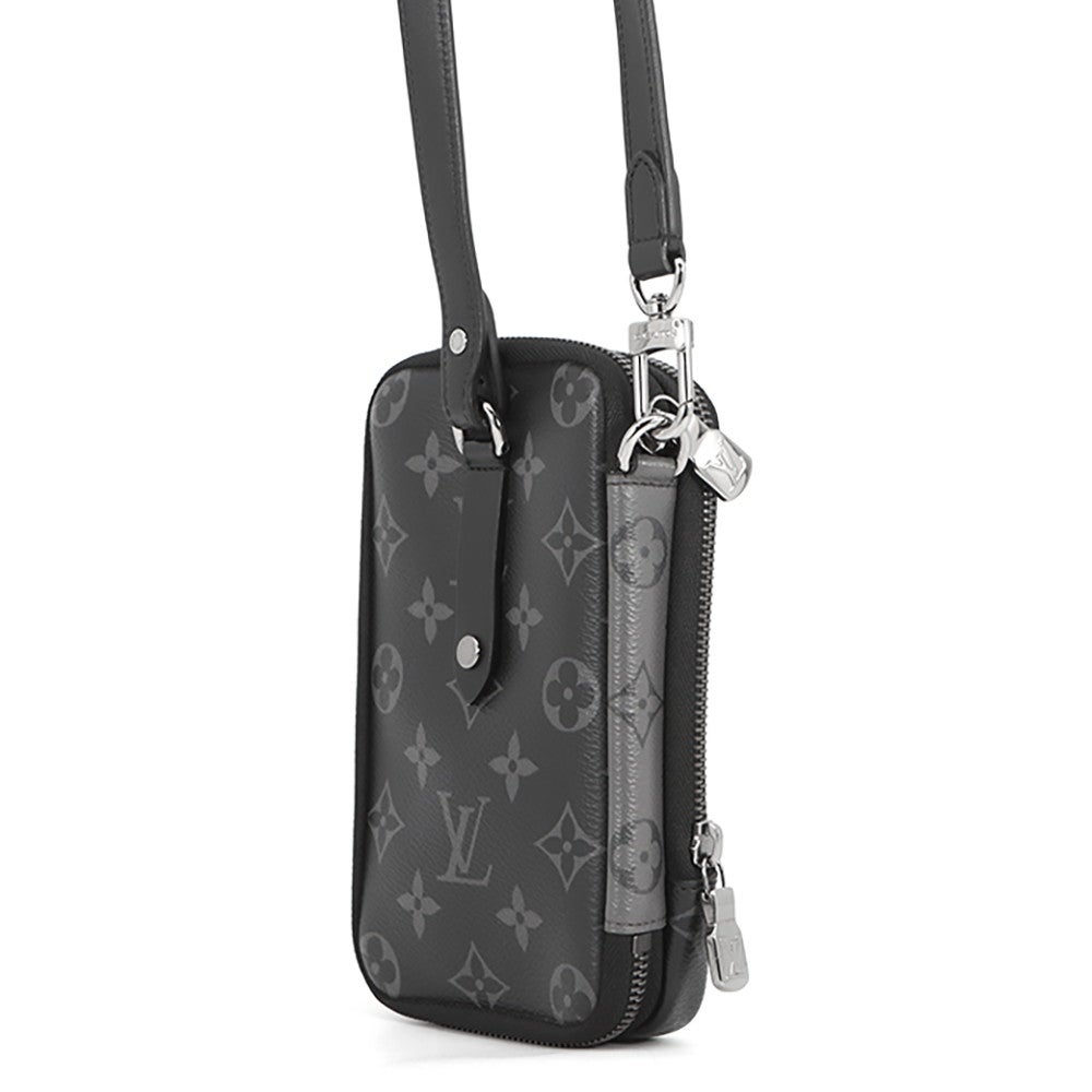 ルイヴィトン ショルダーバッグ モノグラム・エクリプス リバース ダブル フォン ポーチ M69534 LOUIS VUITTON 黒 ブラック ルイヴィトン ショルダーバッグ モノグラム・エクリプス リバース