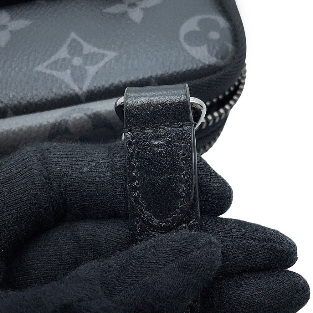 LOUIS VUITTON ルイ・ヴィトン バッグ ダブル・フォン ポーチ モノグラム・エクリプスリバース ﾊﾞｯｸﾞ M69534 ショルダーバッグ_x000D_
 レザー ブラック メンズ【中古】 ルイヴィトン ショルダーバッグ モノグラム・エクリプス リバース