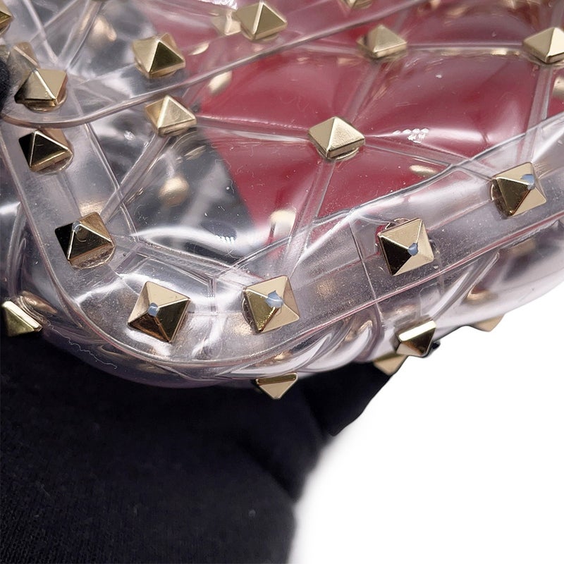 ヴァレンティノ・ガラヴァーニ チェーンショルダーバッグ クリア スタッズ ビニール VALENTINO ２way ハンドバッグ
