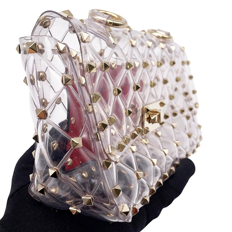 ヴァレンティノ・ガラヴァーニ チェーンショルダーバッグ クリア スタッズ ビニール VALENTINO ２way ハンドバッグ