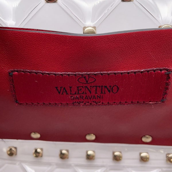 ヴァレンティノ・ガラヴァーニ チェーンショルダーバッグ クリア スタッズ ビニール VALENTINO ２way ハンドバッグ