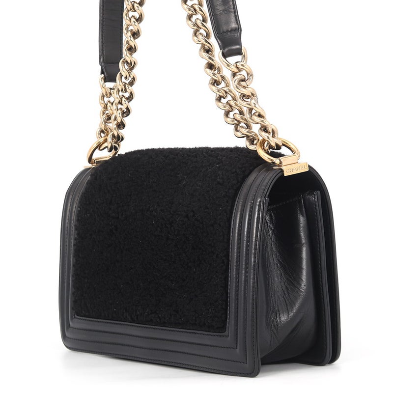 シャネル チェーンショルダーバッグ ボーイシャネル ココマーク シアリング レザー CHANEL 黒