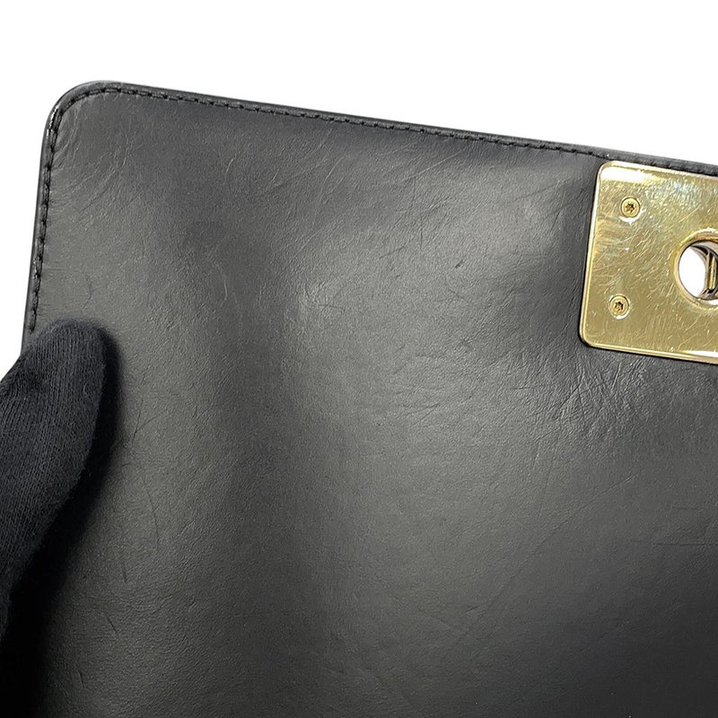 シャネル チェーンショルダーバッグ ボーイシャネル ココマーク シアリング レザー CHANEL 黒